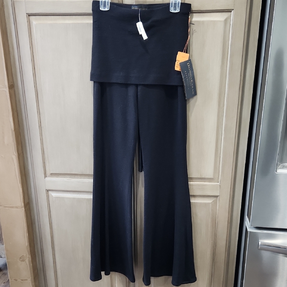 Rare Vintage Donna Karan Flare Knit Black Pants, Size 6